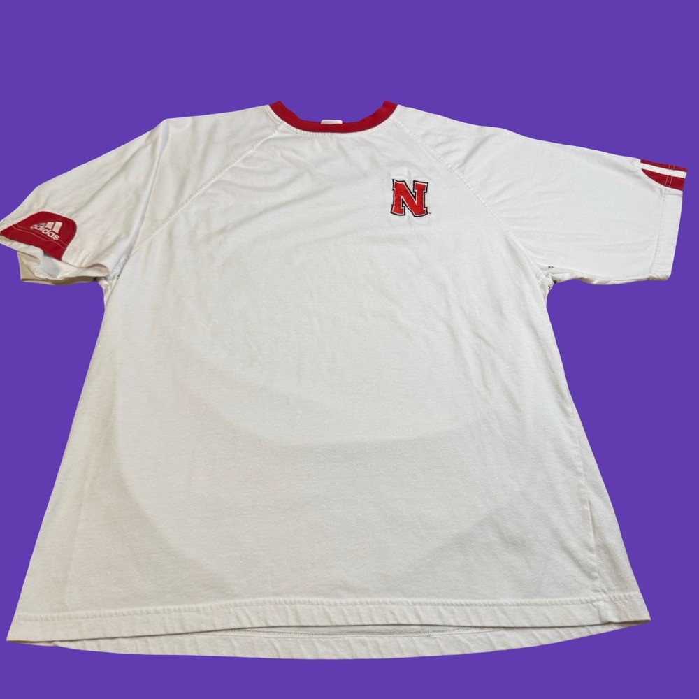 Adidas Nebraska Huskers T Shirt XL Embroidered Logo Vintage College Football